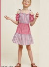 Dark Pink Colour Latest Designer Exclusive Fancy Off shoulder frock Westen Style South Cotton Kids Wear Collcetion Him 02